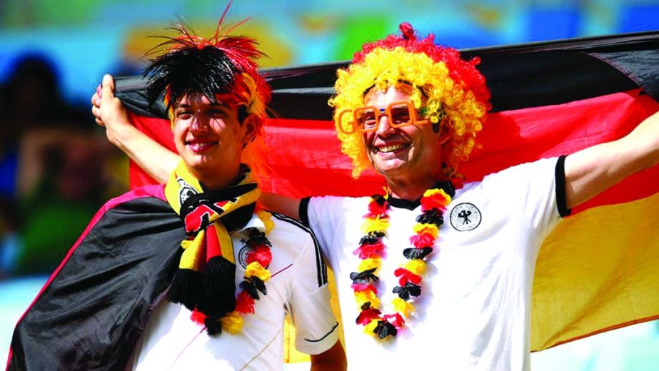 German fans enjoy the atmosphere prior to the 2014 FIFA World Cup Brazil quarter final match between France and Germany at Maracana in Rio de Janeiro, Brazil on Friday.